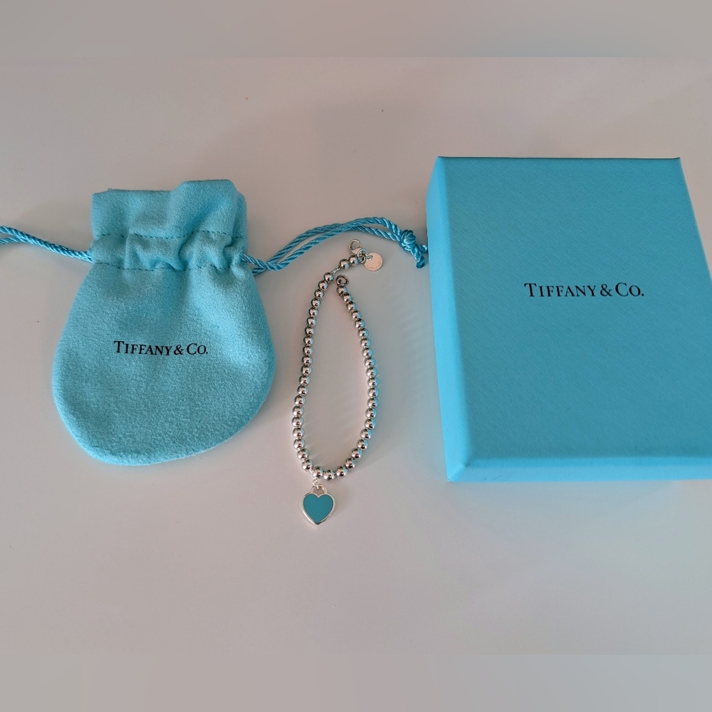Tiffany & Co. Silver Bracelet with Turquoise Heart Charm